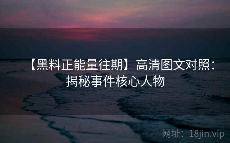 【黑料正能量往期】高清图文对照：揭秘事件核心人物  第2张